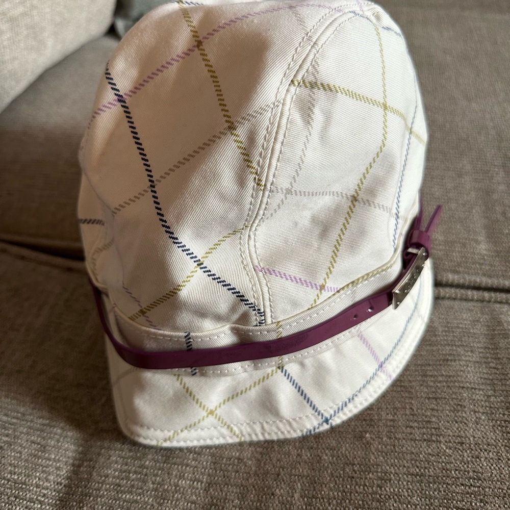 Coach White Hat with Purple Strap